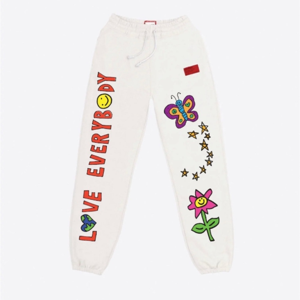 chnge love everybody graphic sweatpants
